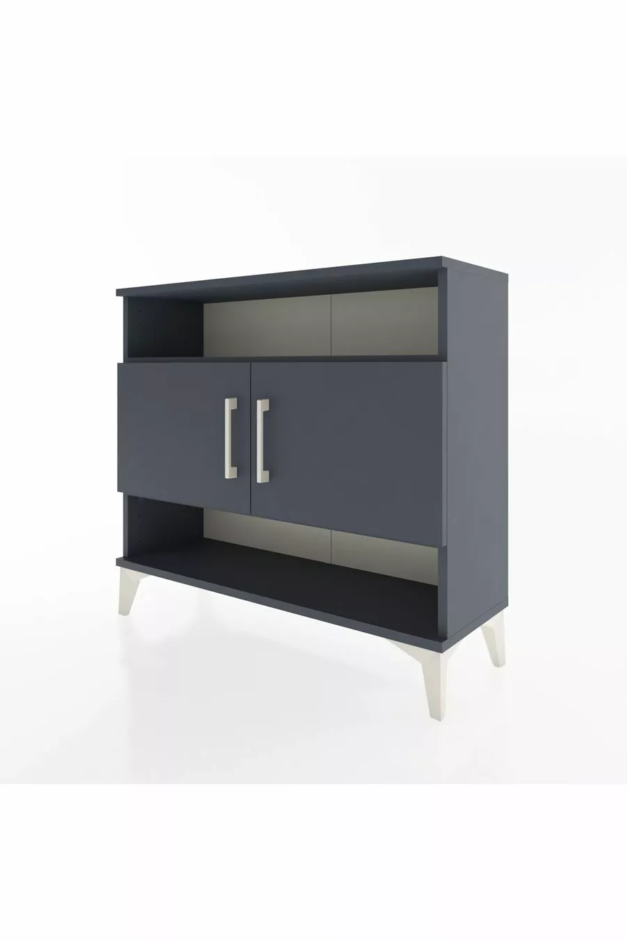 Commode Arges 3 étagères 2 portes Anthracite-Anthracite