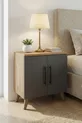 Table de chevet classique Lumen à 2 portes avec étagère, anthracite - Pin