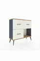 Commode Arges 3 tiroirs Anthracite-Sapin/Pierre de Lune