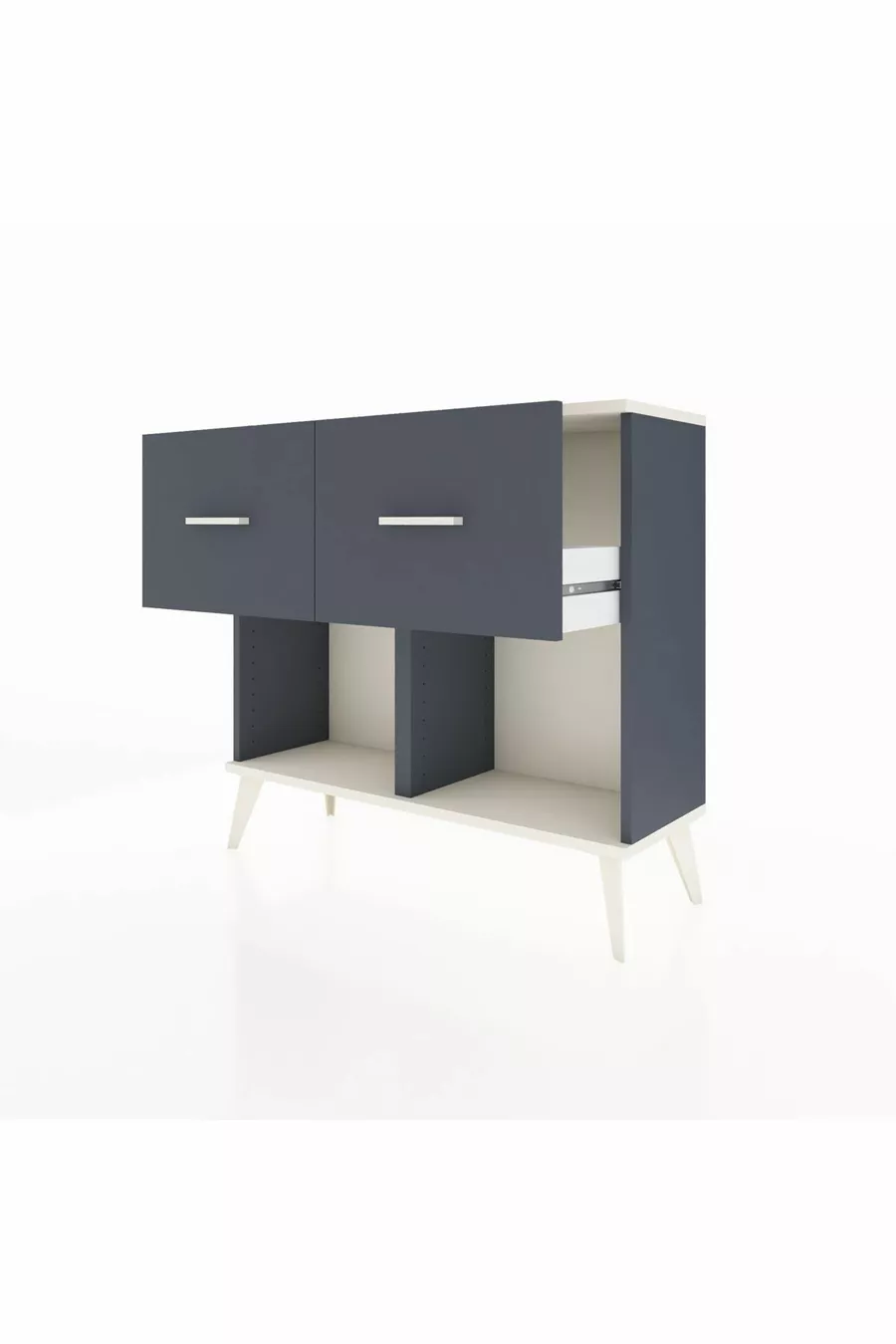 Commode Arges 2 tiroirs Anthracite-Pierre de Lune/Anthracite