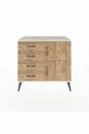 Commode Hyperion à une étagère, 4 tiroirs et 2 portes, Pierre de lune-Pin