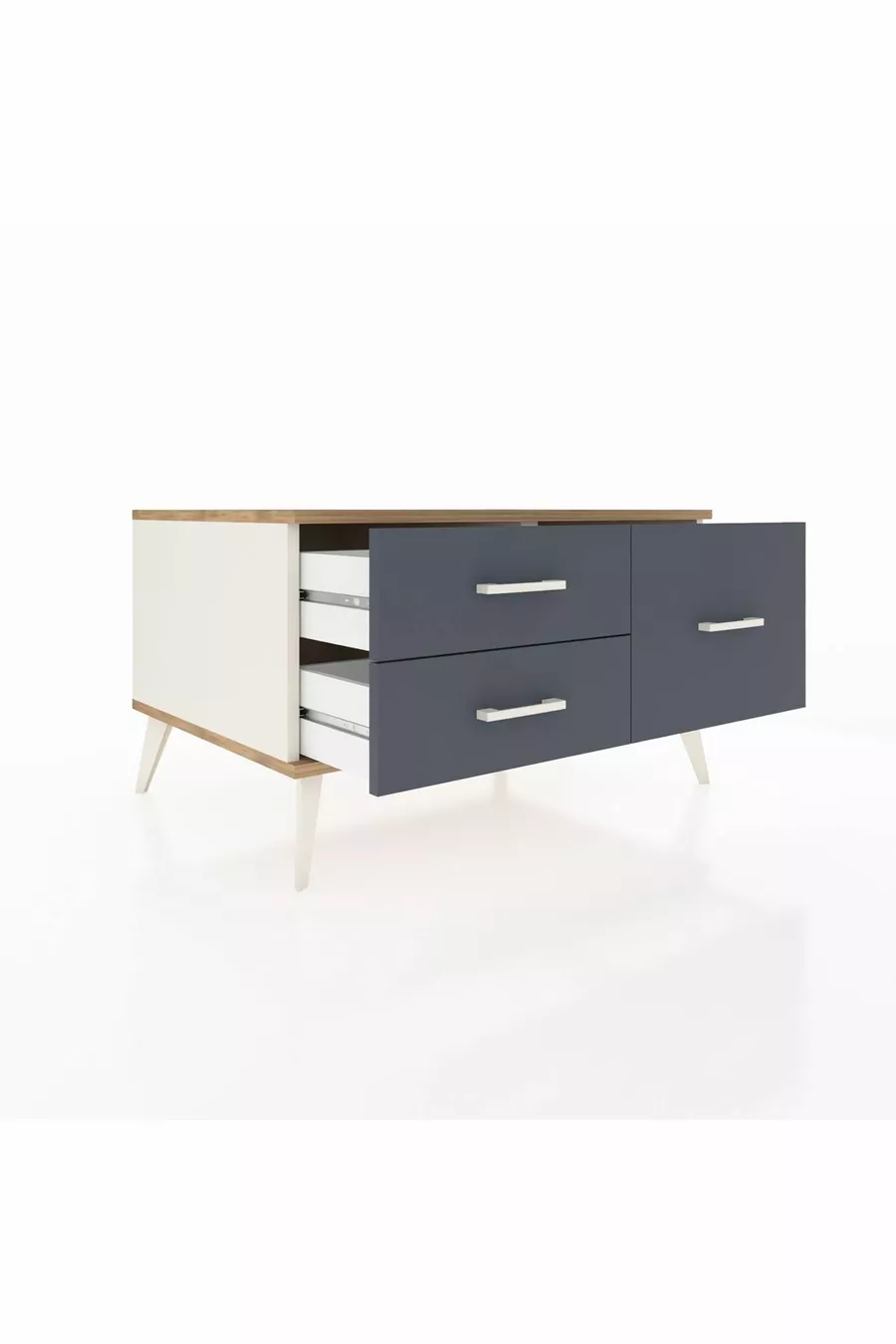Commode Kronos 3 étagères Pierre de lune-Pin/Anthracite