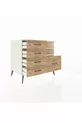 Commode Kronos 2 étagères 5 tiroirs Pierre de lune/Pin