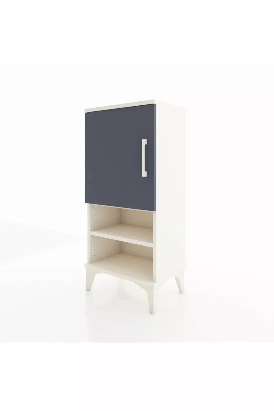 Table de chevet Arges à 3 étagères avec 1 porte, Pierre de lune - Anthracite