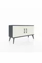 Commode Arges 2 étagères 2 portes Anthracite-Pierre de lune