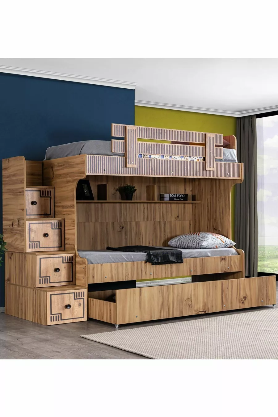 Lit superposé, lit superposé naturel avec 3 matelas confort