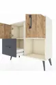 Commode Arges à 2 étagères, 1 tiroir, 2 portes, Pierre de lune-Pin/Anthracite