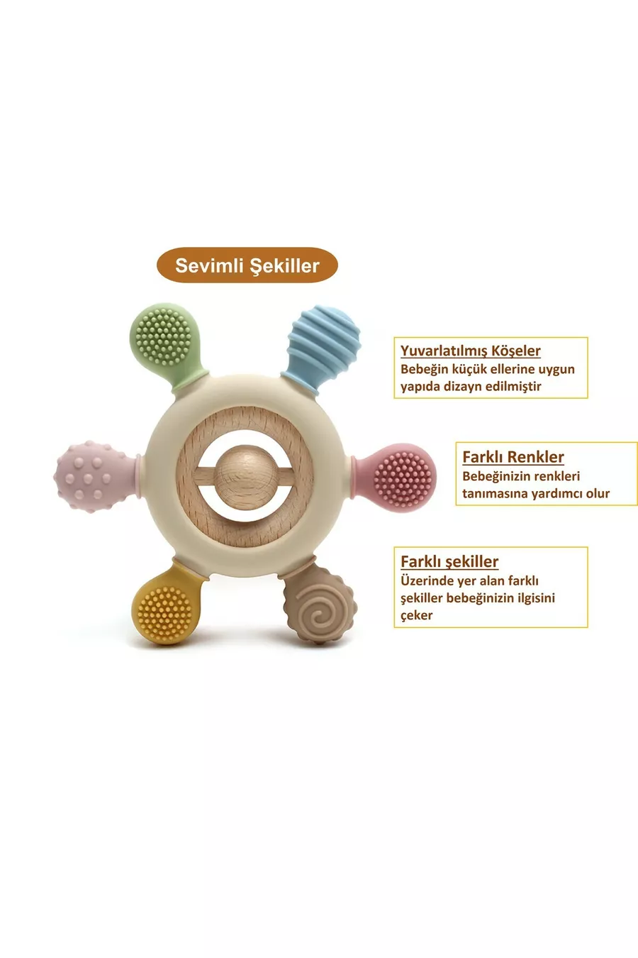 Anneau de dentition pour bébé (DENTIER DE COULEUR BEIGE)
