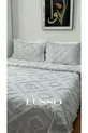 Housse de lit scandinave Jasmine pour lit double  et 2 oreillers argent gris