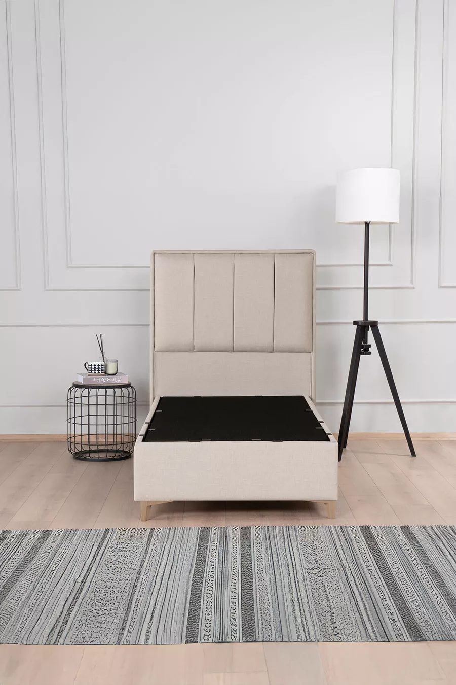 Ensemble tête de lit et sommier avec coffre Gold Therapy Beige (LIT NON INCLUS)