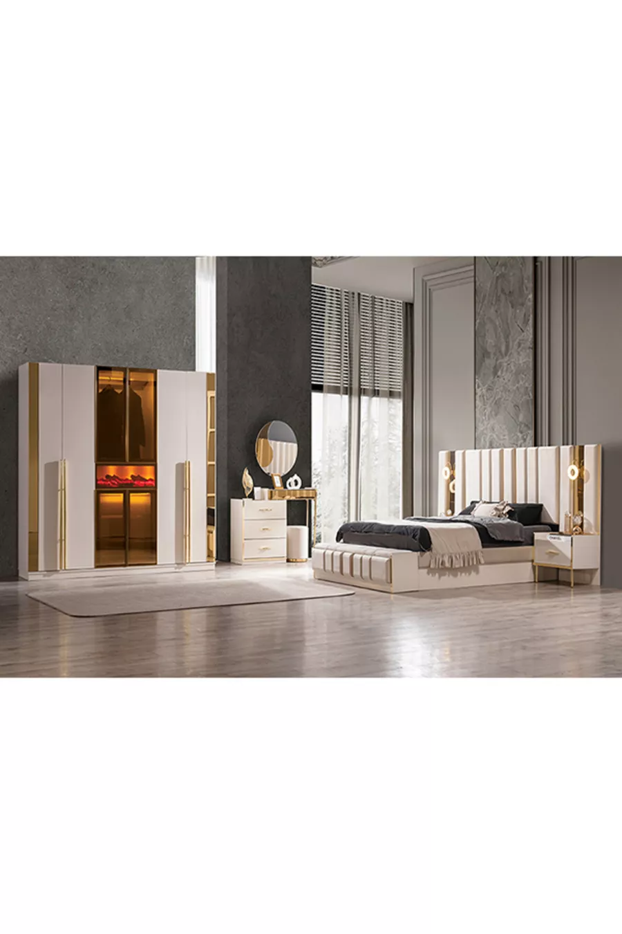 Ensemble de chambre à coucher en MDF avec alliance