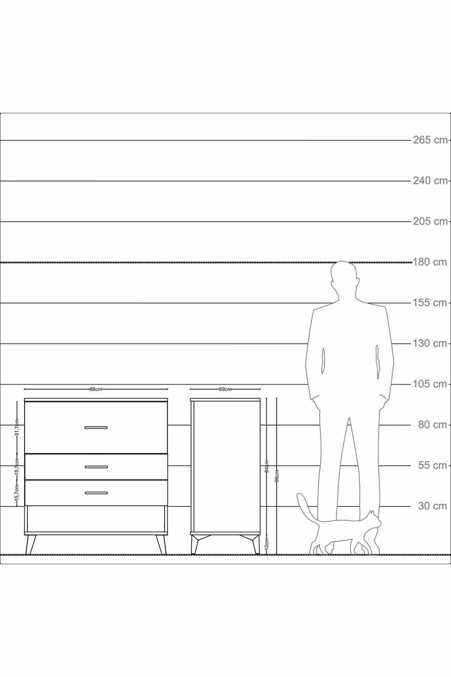 Commode Kronos 3 tiroirs Anthracite-Pin