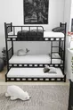 Chambre d'enfant pour jeunes avec lits superposés et lit métallique Zambak Yavrulu Noir