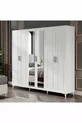 Ensemble de chambre à coucher complet en MDF avec 6 portes, blanc, avec sommier Paris