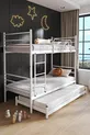 Lit superposé Trend avec couchette, compatible pour 3 personnes, lit en métal blanc