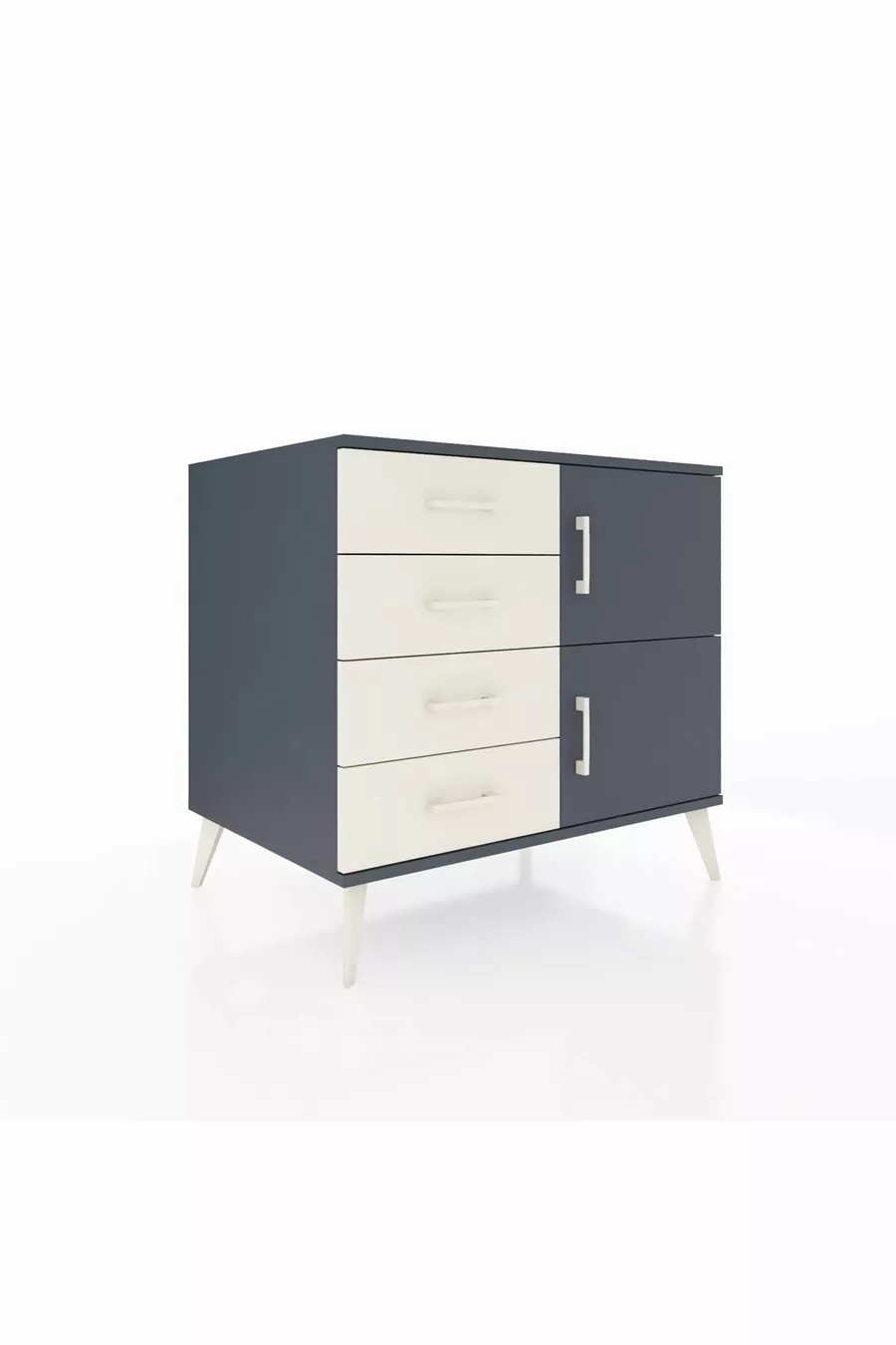 Commode Kronos à une étagère, 4 tiroirs, 2 portes Anthracite-Anthracite/Pierre de lune
