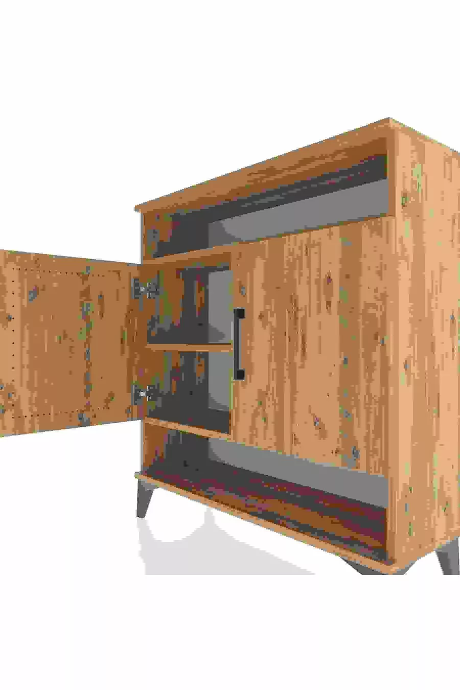 Commode Arges 3 étagères 2 portes Pin-Pin