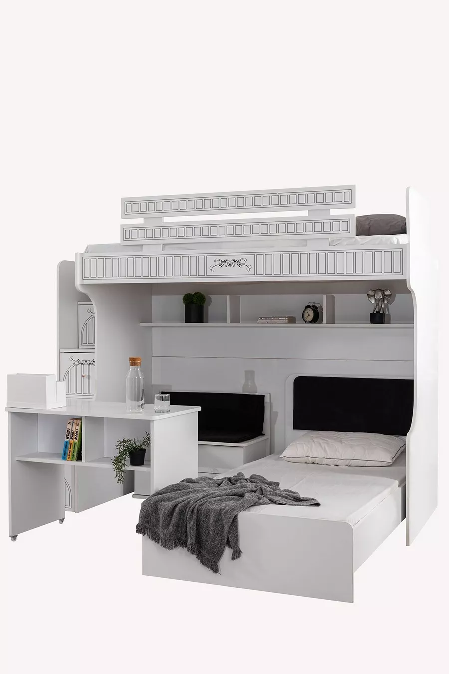 Lit superposé, lit superposé avec bureau intégré à Londres, 2 matelas Comfort