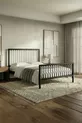 Lit en métal forgé Breeze pour deux personnes (NOIR-GRIS) (LAMELLES EN BOIS)