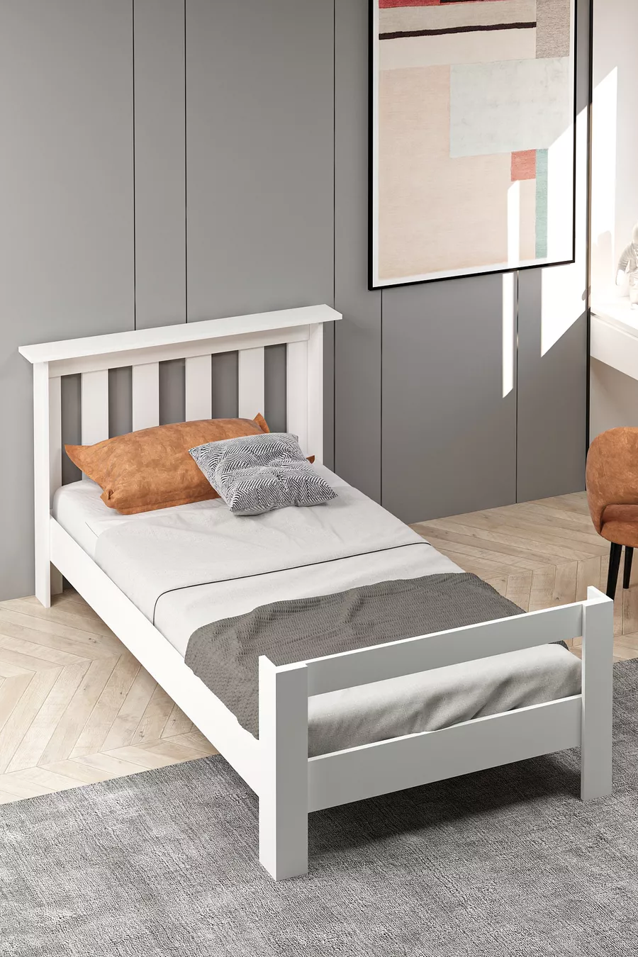 Lit simple Still en MDF blanc