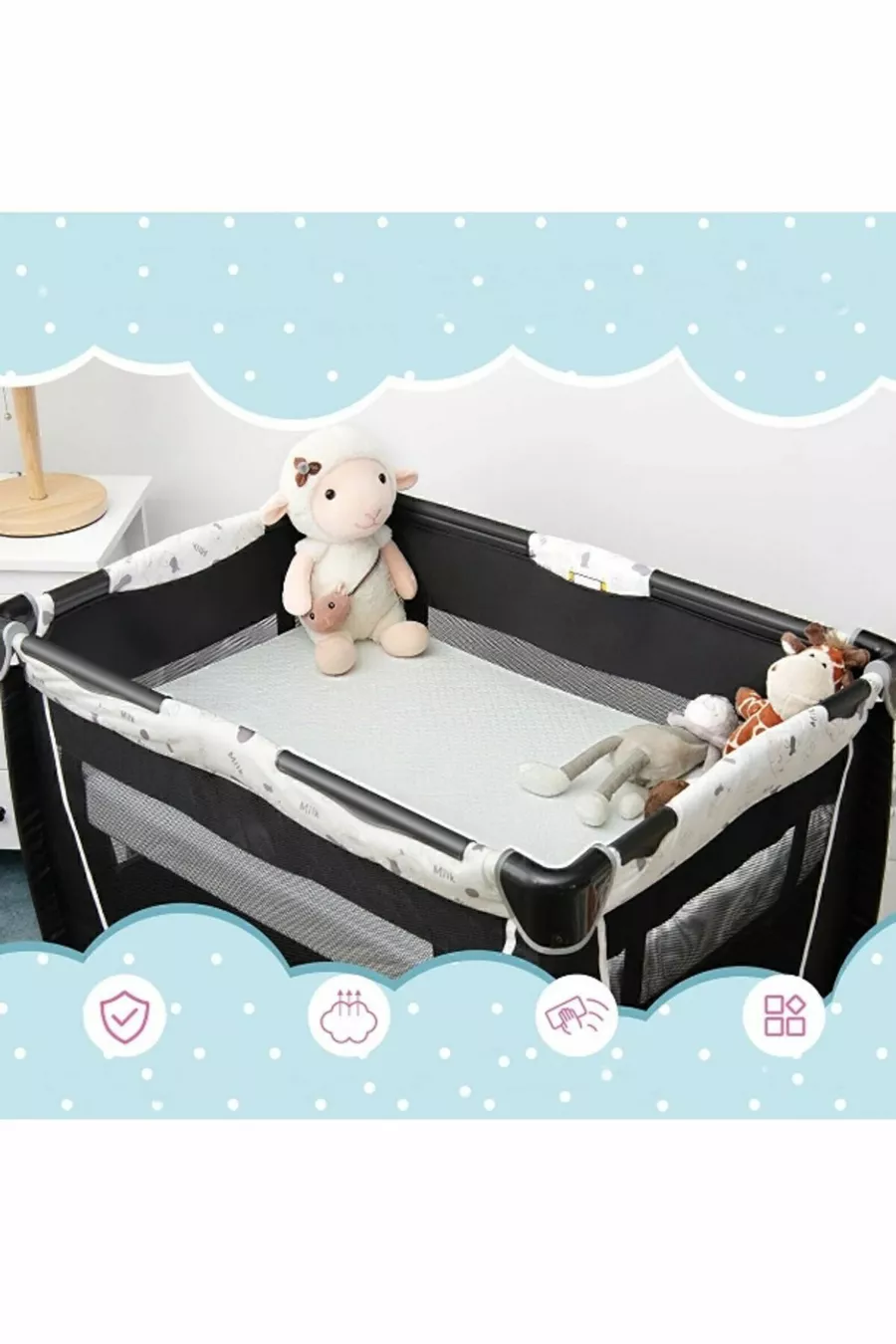 Matelas pour bébé en coton orthopédique Lit de parc Lit pour enfants Lit de parc pour jouer