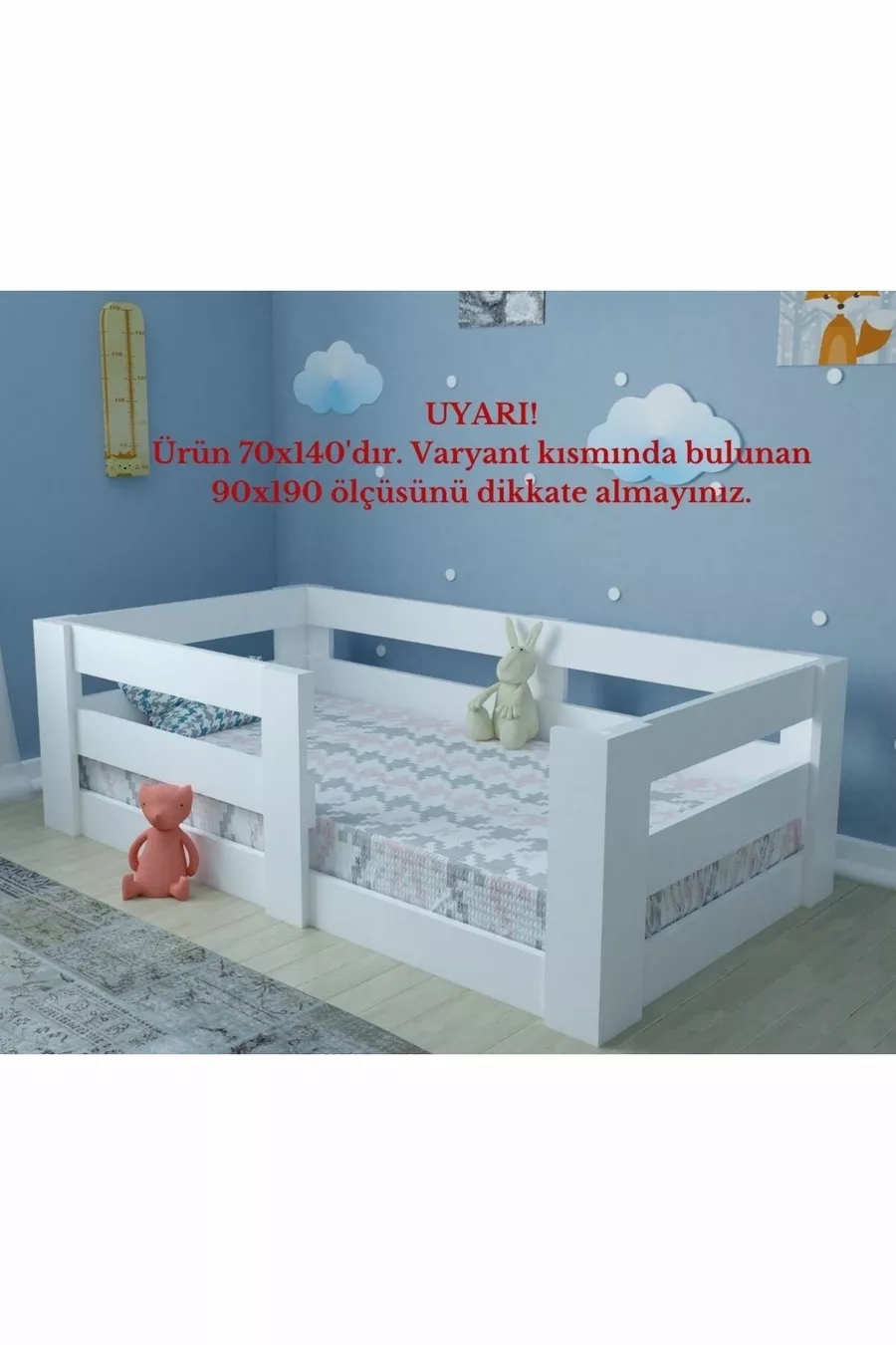Lit Montessori compatible Matériau MDF blanc brillant pour enfant avec sommier et tête de lit