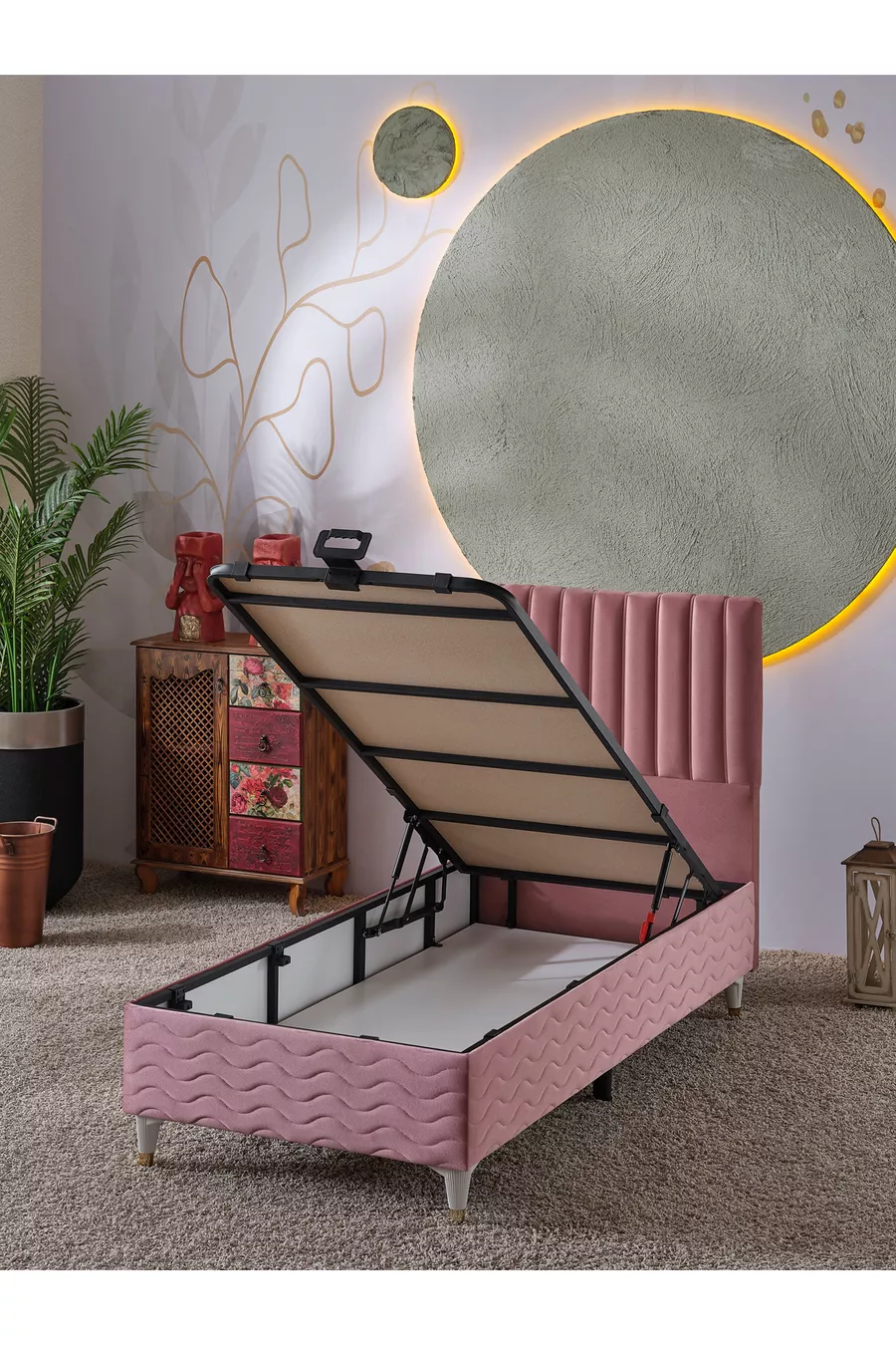 Ensemble 3 pièces Ezgi pour une personne Lit + Sommier + Tête de lit