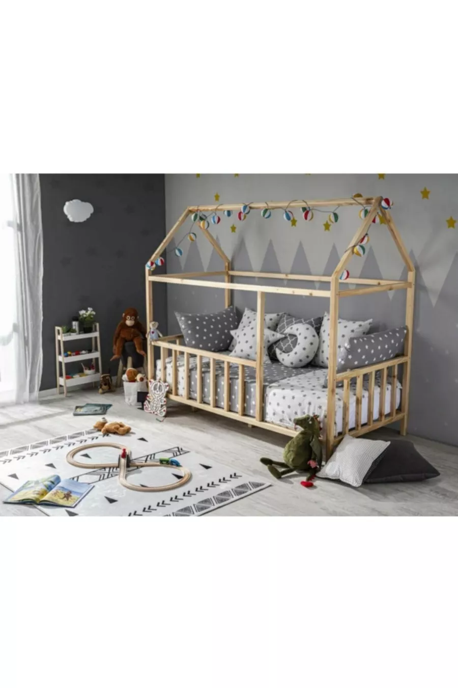 Lit Montessori Naturel pour Bébé et Enfant avec Toit ®
