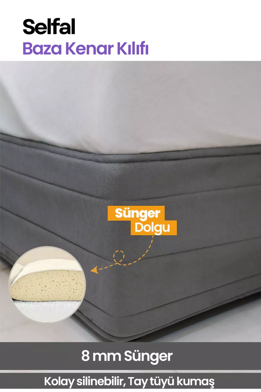 Housse de côté de lit - Tissu matelassé en poil de poulain