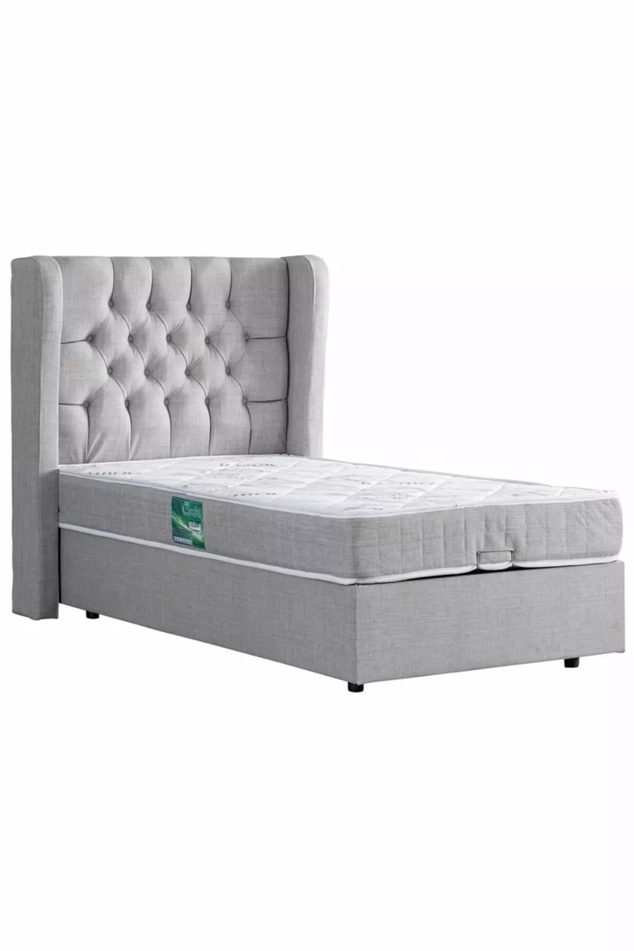 Ensemble de lit Riga avec sommier simple et tête de lit Comfort, gris clair