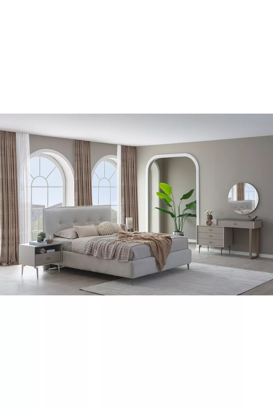 ENSEMBLE DE CHAMBRE PANDOR NOX, CRÈME, 5 PORTES