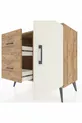 Commode Hyperion avec une étagère, 2 tiroirs et une porte, pin-pierre d'onyx/pin