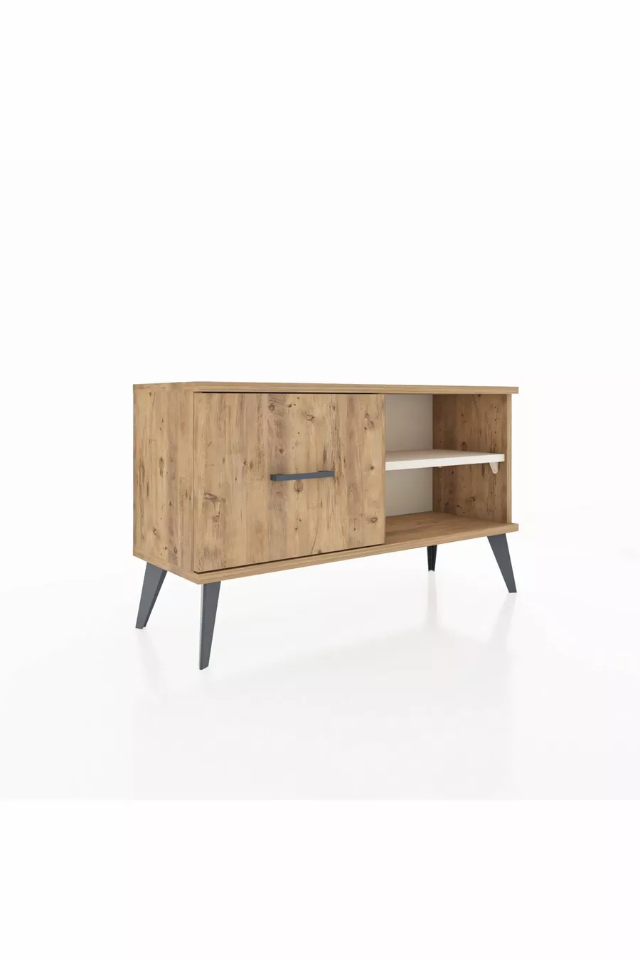 Commode Arges avec une étagère et un tiroir en pin-onyx/pin