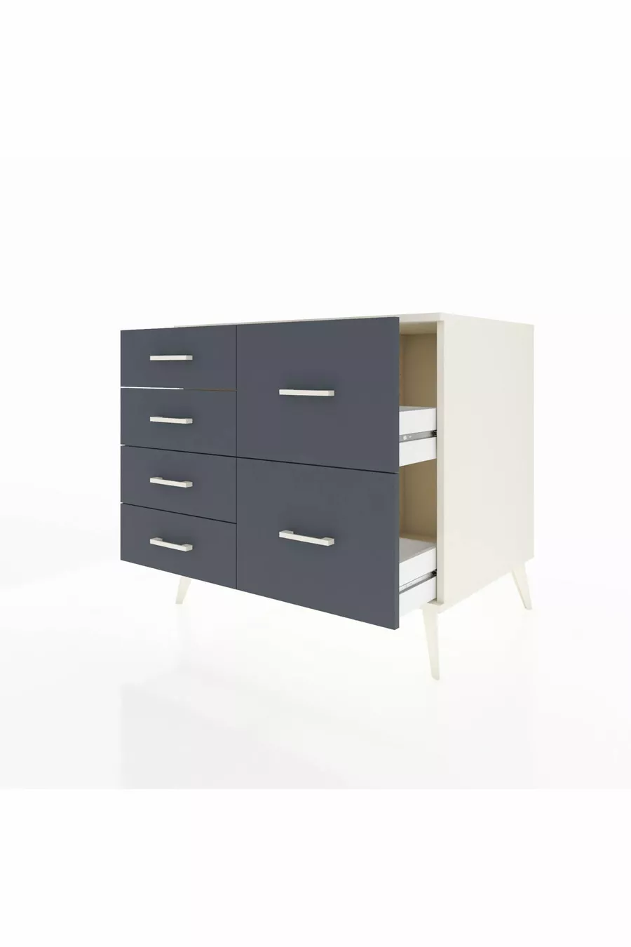 Commode Kronos 6 tiroirs Pierre de lune/Pierre de lune/Anthracite