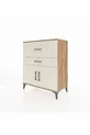 Commode Hyperion à une étagère, 2 tiroirs et 2 portes, pin-jaspe