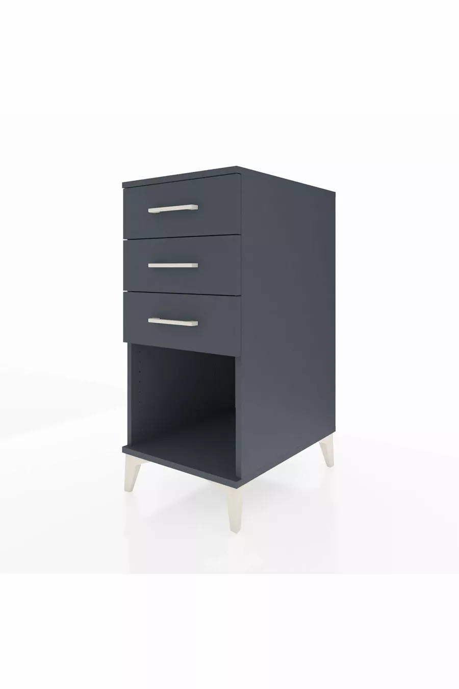 Table de chevet Kronos à 3 tiroirs Anthracite-Anthracite
