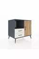 Commode Kronos à 2 étagères, 2 tiroirs, 1 porte, Anthracite-Sapin/Pierre de lune