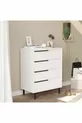 Commode Bohème 4 tiroirs avec pieds en métal blanc -W