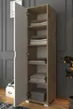 Placard de salle de bain et de vêtements à une porte Nisan  cm en noyer clair et blanc avec 5 étagères - Armoire