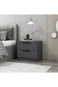 Table de chevet Kale Plus 2 tiroirs - Anthracite avec motif rayé en membrane