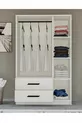 Gm  Modena Armoire Blanche à 3 Portes et 2 Tiroirs avec Poignées Noires