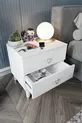 Table de chevet simple à 2 tiroirs Blanc Argent