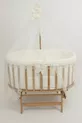 Berceau Amedan Beige avec Parure de Lit en Dentelle Française en Bois Massif