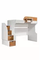 Lit superposé, lit superposé avec armoire et bureau, blanc-noix foncé, 1 matelas Comfort