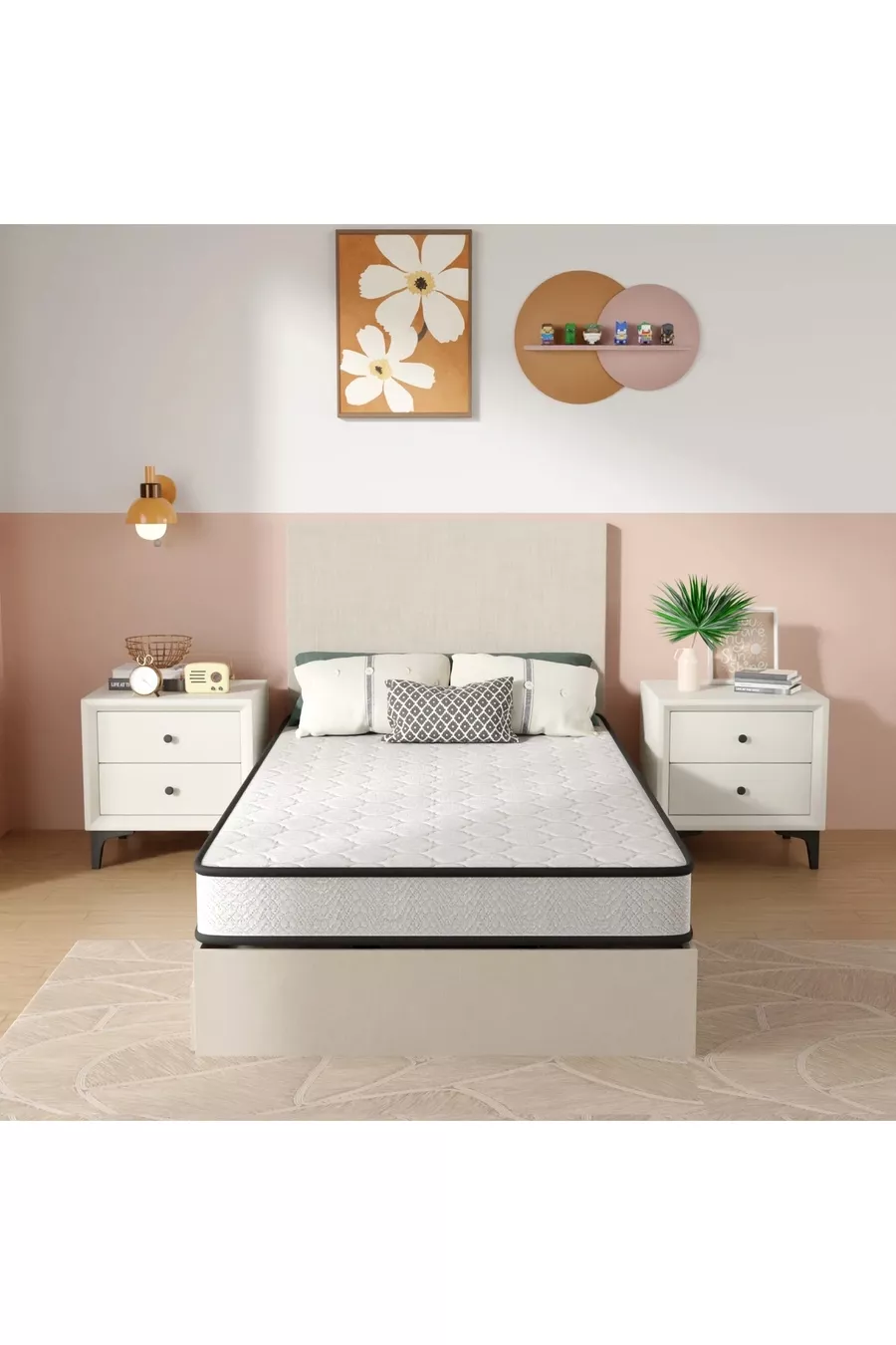 Matelas en mousse orthopédique complet pour une personne, blanc, cm