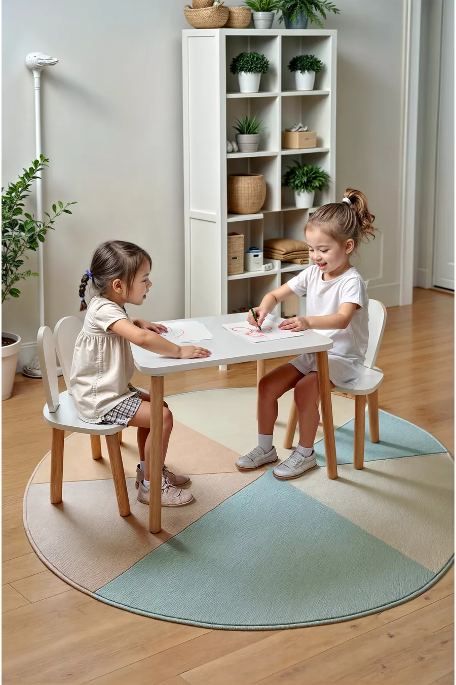 Table et chaise d'activité Montessori en bois, table et chaise Bunny