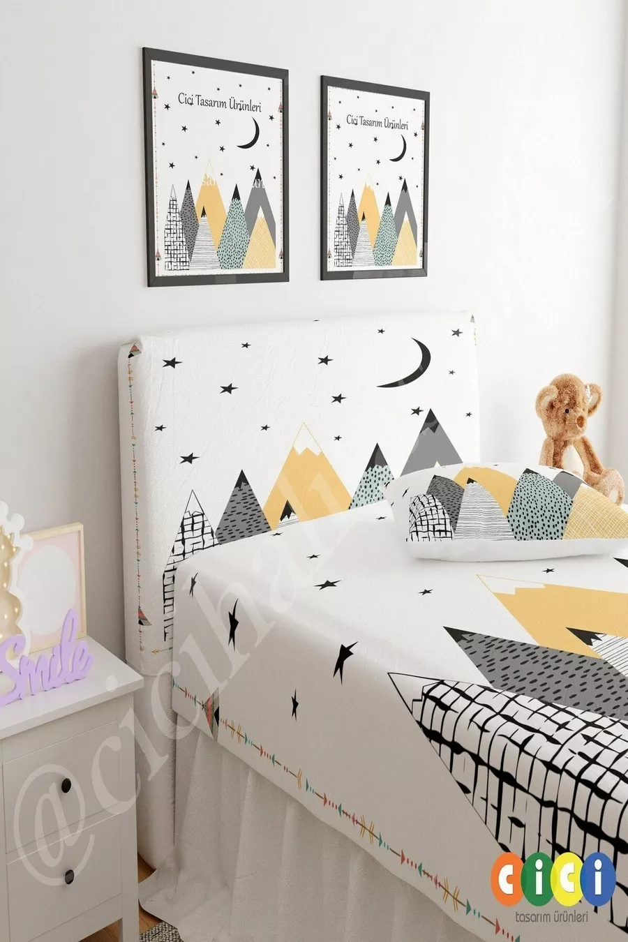 Housse de tête de lit Base Montagnes Scandinaves et Étoiles