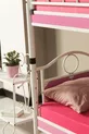 Chambre d'enfant Émeraude Lit superposé et lit en bois avec tête en métal Blanc Rose
