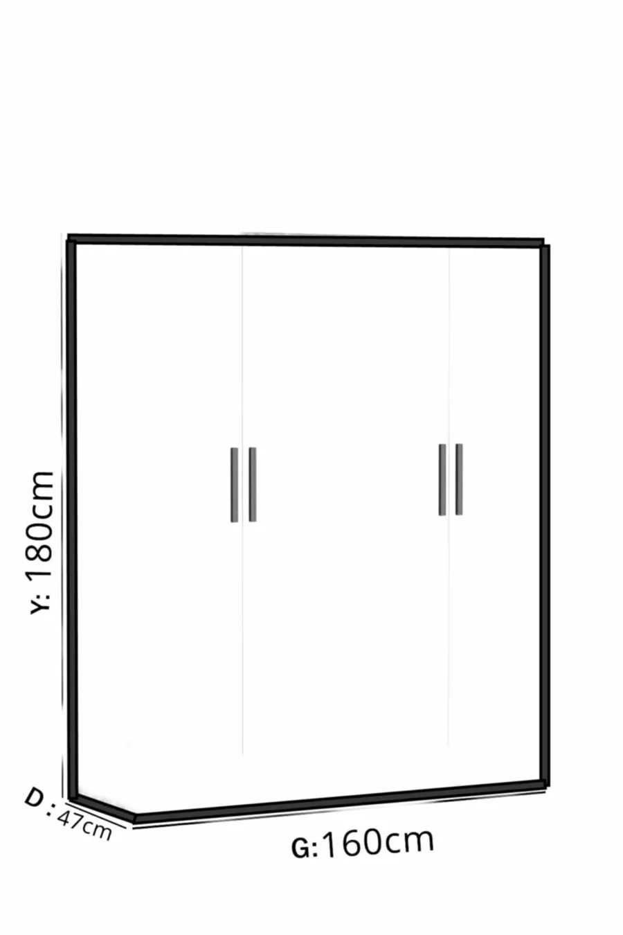 Armoire blanche  Milano à 4 portes avec  étagères et 2 penderies