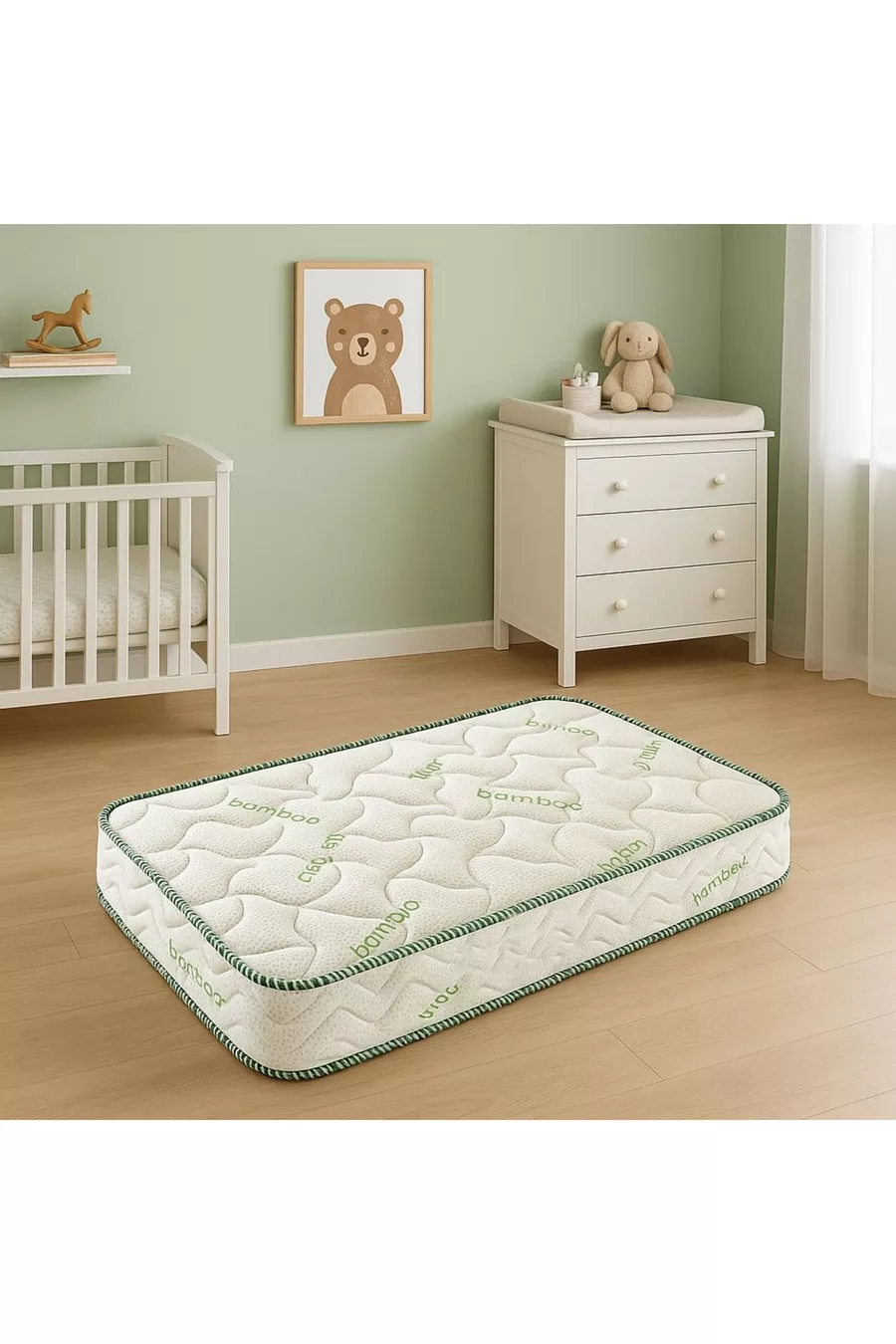 Lit pour bébé en bambou orthopédique X cm, lit bébé, lit parc de jeu (avec coussin en bambou offert)